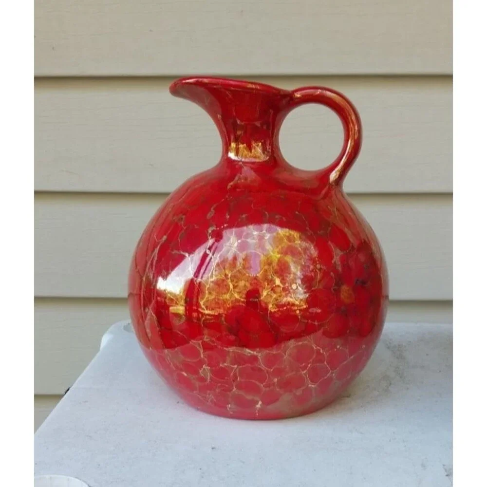 Vintage Crackled Style Art Studio Pottery Hand Crafted Pitcher/Vase/Ewer